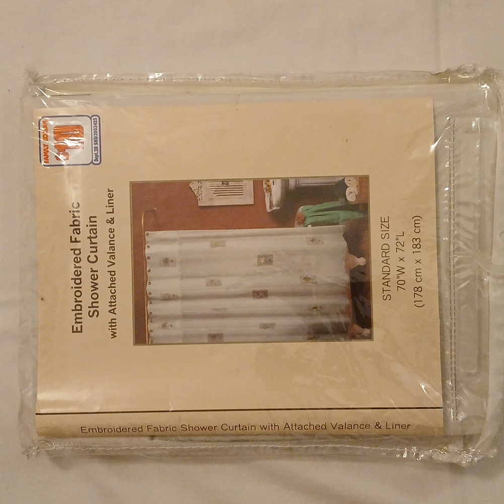 Embroidered Fabric Shower Curtain